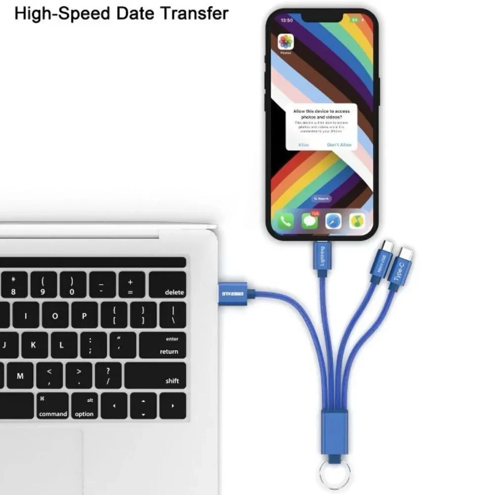 Emerald 3-in-1 Keychain Charging Cable